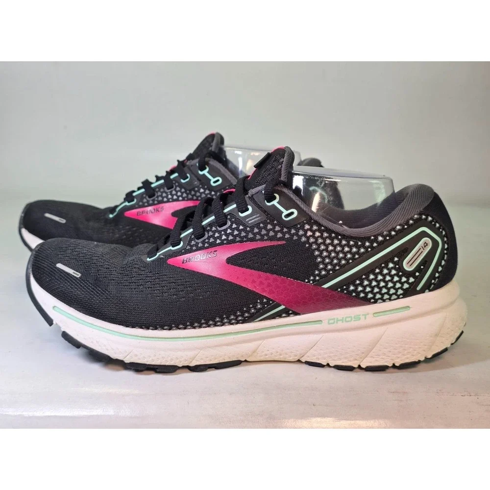 Brooks Ghost 14 Women's Size 10 D Wide UK 8 Black Pink Running Shoes Workout